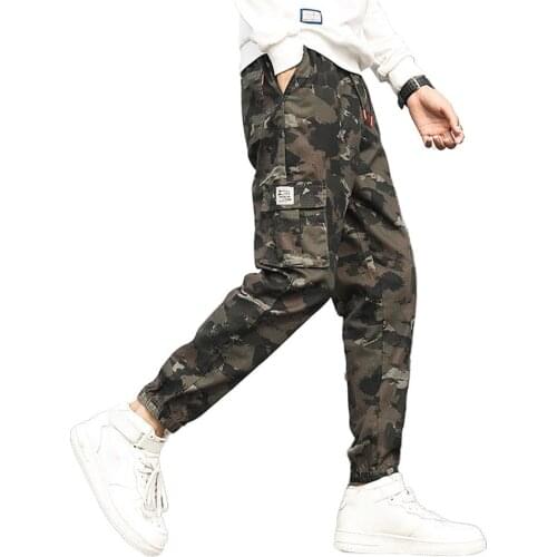 2021 Summer Cargo Casual Pants Plus Size Men Casual Wear-resistant Camouflage Ankle-tied Cotton Ninth Pants Joggers Trousers