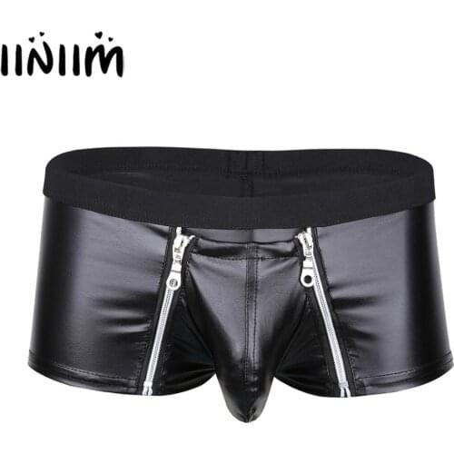 Iiniim Mens Lingerie Femme Underwear with Zipper Jockstraps Pouch Boxer Shorts Gay Sexy Male Exotic Panties Underwear Underpants