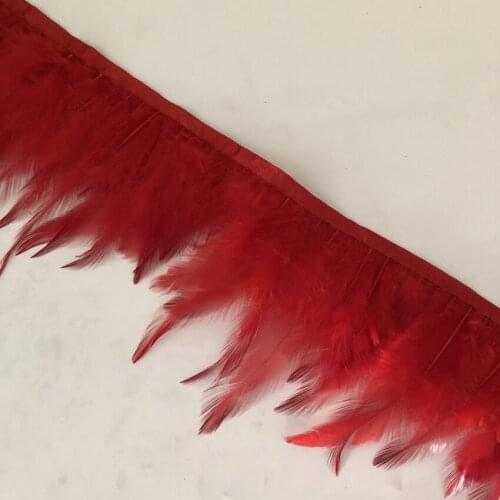 10Meter natural Rooster Feathers trim fringe for craft plumas 10-15cm Red feathers ribbon DIY Sewing clothing Party decorations