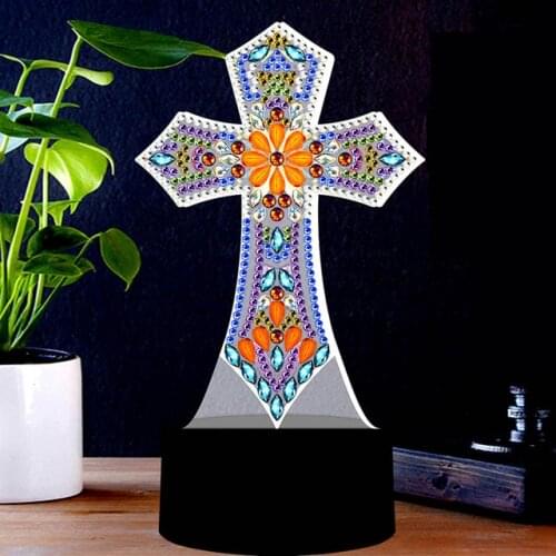 New 5D Diy Diamond Painting Led Light Moon Bear Embroidery Night Lamp Ornament Kit Table Desk Lamp Living Room Bedroom Lighting