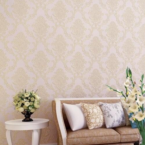 Beibehang papel de pared Luxury floral damask wallpaper texture yellow vinyl damask striped wallpaper roll living room bedroom