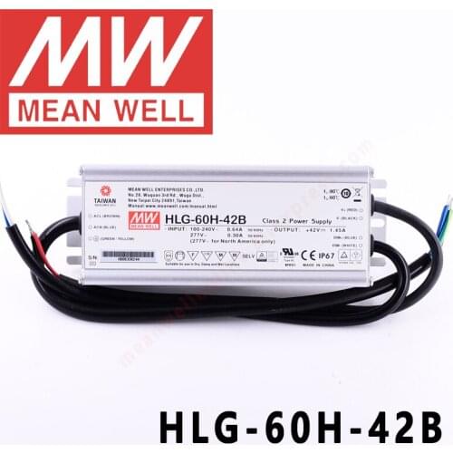 Original Mean Well HLG-60H-42B for Street/high-bay/greenhouse/parking meanwell 60W Constant Voltage Constant Current LED Driver