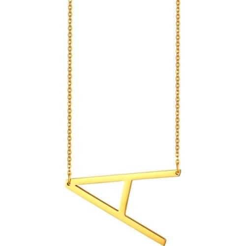 BONISKISS 2020 Initial Necklace Gold Color Stainless Steel 26 Large Big Letters Pendant Necklace Script Name Necklaces for Woman