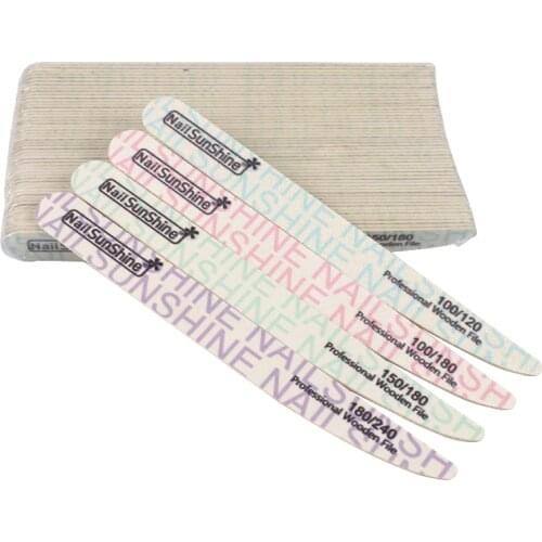 50pcs/lot Professionel Nail Tools Wooden Nail Files Buffer For Manicure Washable Strong Sticks Sanding lime a ongle Nail Files