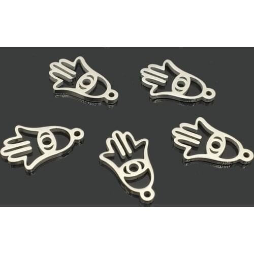 10pcs Evil Eye Stainless Steel Jewelry Pendant New Stainless Steel One Hole Evil Eye Charm for DIY Jewelry Making