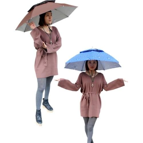 Portable Rain Uv Protection Head Umbrella Double Layer Hat Foldable Outdoor Sun Shade Waterproof Camping Fishing Cap Hats