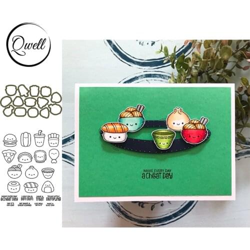 QWELL Delicious Sushi Metal Cutting Dies With Clear Stamps Phrase Craft Paper Cards DIY Scrapbooking Making Template 2020 New