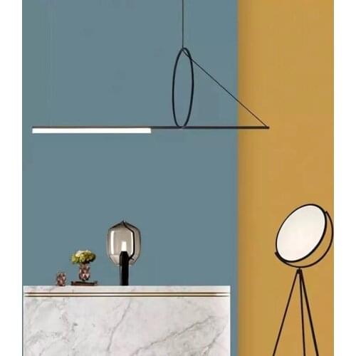 Nordic post-modern minimalist geometric restaurant bar chandelier creative personality dining room long minimalist chandelier