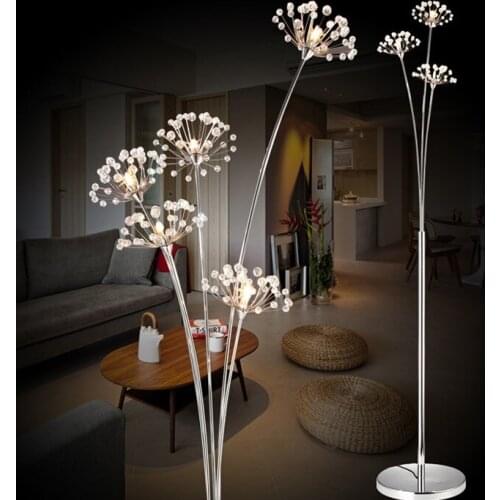 Modern Simple LED Floor Lamp Living Room Bedroom Crystal lamp Wedding Dress Shop Floor Lamp Study Dandelion Light Free Shipping