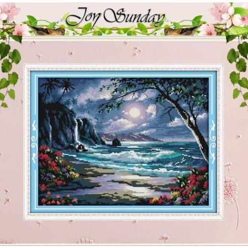 The Sea of the Moon Counted Cross Stitch 11CT 14CT Cross Stitch Sets Wholesale Scenery Cross-stitch Kits Embroidery Needlework