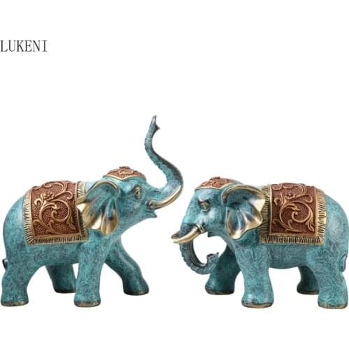 TV Cabinet Decorations Home Living Room Lucky Townhouse European-style Elephant Double Lucky Elephant Wine Cabinet Decorations