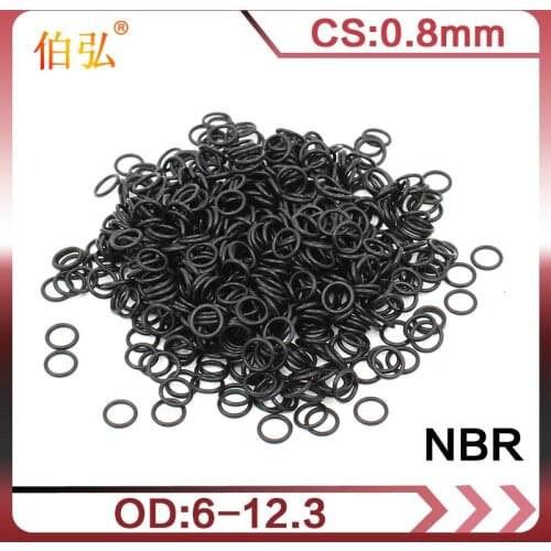 30PCS/lot Rubber Black NBR CS 0.8mm thickness OD6.1/6.6/8/8.25/8.6/9.5/11.8/12.3mm watch ORing Gasket waterproof Nitrile oring