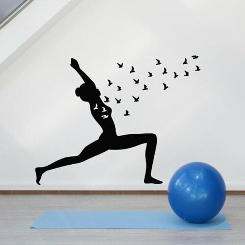 Vinyl Wall Decal Yoga Posture Bird Mediation Girl Zen Balance Wall Stickers Window Glass Art Mural Bedroom Home Decor S1248