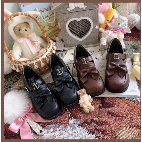 Japanese sweet lolita shoes kawaii girl jk uniform princess kawaii student shoes bowknot women single shoes loli cosplay cos