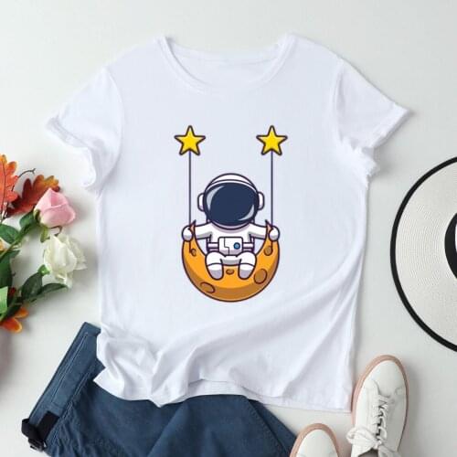 Woman Cartoon Tshirt Summer Short Sleeve Female Tee Top Casual Cotton Woman T-shirt