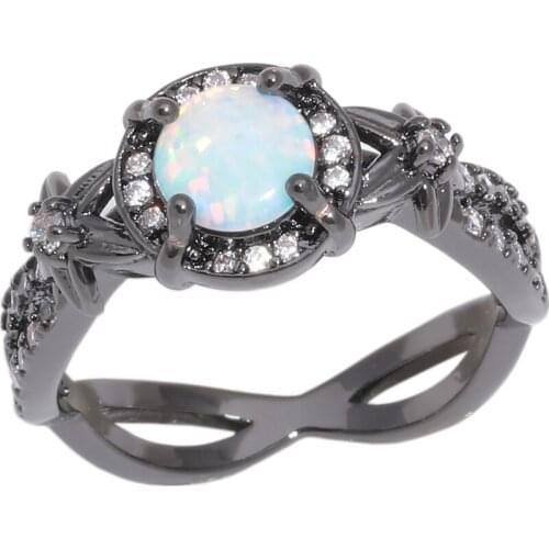 CiNily Created White Fire Opal Cubic Zirconia Black Gold filling Wholesale Hot Sell Women Jewelry Ring Size 5-11 OJ9569
