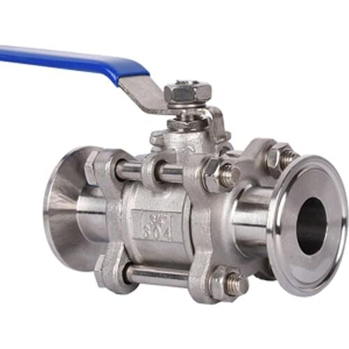 1/2" 3/4" 1" SS304 Stainless Steel Ball Valve 3 Three Piece 1.5" 50.5mm Tri Clamp Ferrule Type For Homebrew Diary