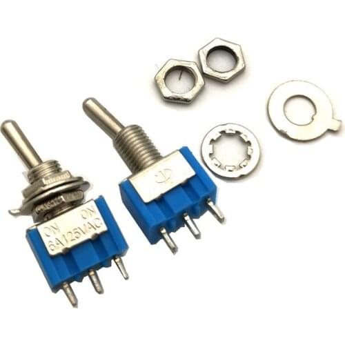10pc/LOT Blue Mini MTS-102 3-Pin SPDT ON-ON 6A 125VAC Miniature Toggle Switches Shaking Head Rocker Switch