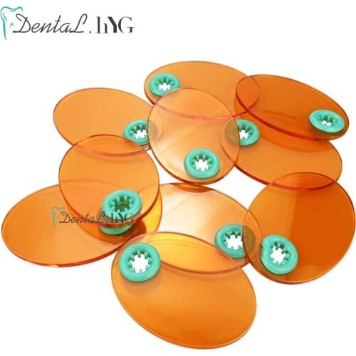 100pcs Dental Curing Lamp Shield Plate Curing Lighting Filter Shade Board Orange Color Oval Shape Light Hood