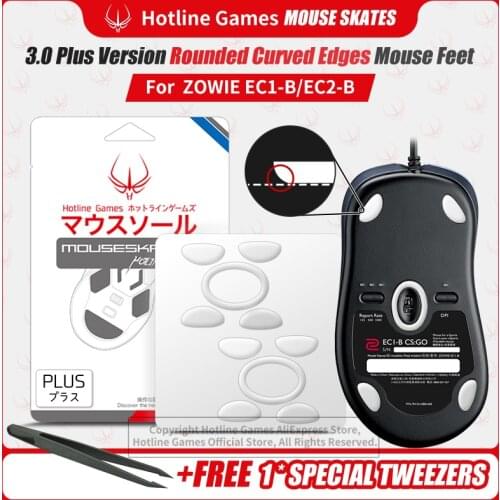 Hotline Games 3.0Plus Rounded Curved Edges Mouse Skates for ZOWIE EC1-B EC2-B Gaming Mouse feet pad Replacement,0.7mm