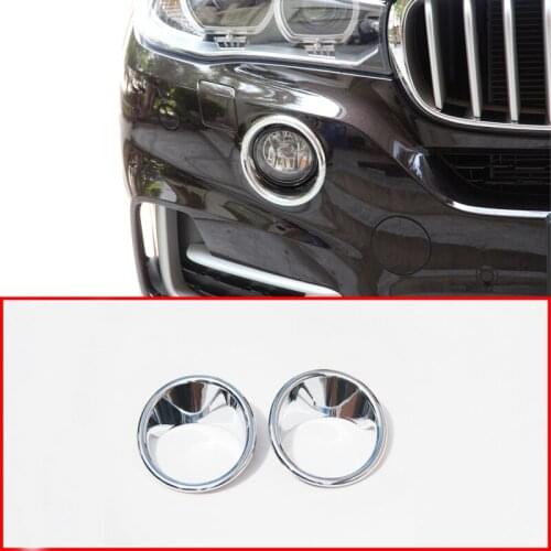 2 Pcs For BMW X5 F15 2014-2018 ABS Chrome Front Fog Lamp Decoration Cover Trim Car Accessories