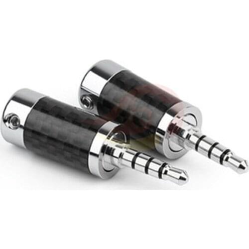3.5 Jack Earphone Plug Connectors Rhodium Plated 3.5mm 4 Poles Stereo Carbon Fiber Headphone Wire Connector Metal Audio Adapter
