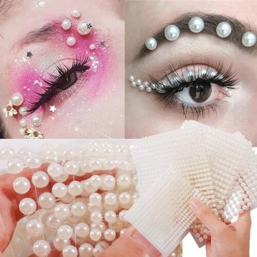 3D Pearl Crystal Sticker Tattoo DIY Body Brown Center Eye Sticker Forehead Face Rhinestone Sticker Adhesive Sticker Diamond