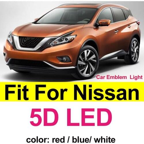 Car Logo Decoration 5D LED Car Emblem Light Lamp Auto Rear Trunk Badge Covers For TIIDA X-TRAIL Geniss LIVINA Cedric