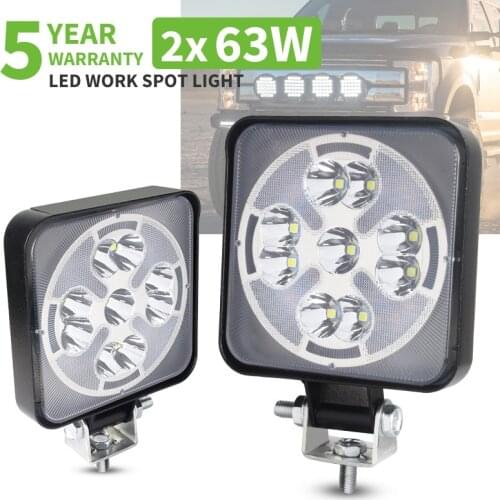 Car LED Work Light Spotlights 3030 SMD 63 Watts White Yellow 3000K 6500K DC 12-24 Volts Flood Spot Combo Truck 4x4 4WD