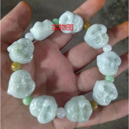 Natural jadeite jade Buddha head eighteen head arhat jade bracelet Buddha Bracelet