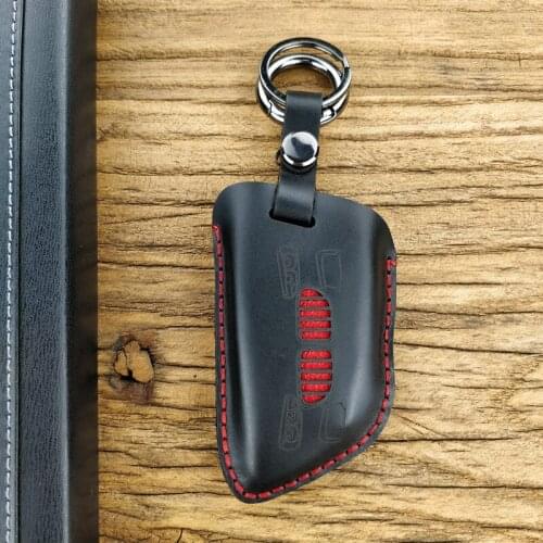 Genuine Leather Car Key Case Cover Blade Shape For BMW X1 X5 X6 F15 F16 F48 BMW 1 / 2 Series Plating Remote Controller Key Bag