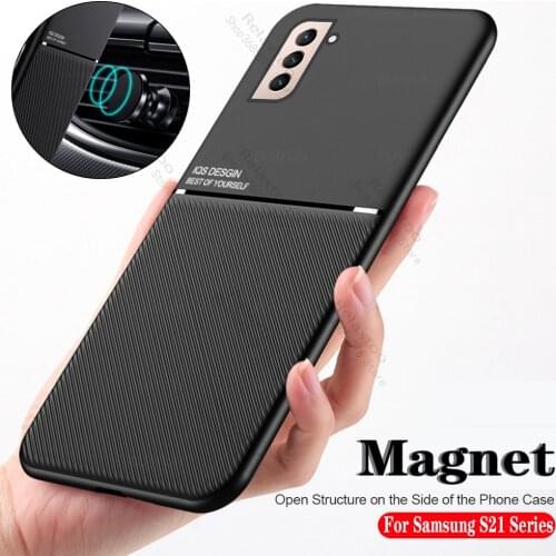 Case s21ultra magnetic matte holder case for samsung s21 s 21 plus s 21ultra ultra s21plus soft tpu phone shockproof cover
