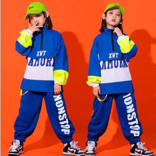 Kids Carnival Hip Hop Clothing Oversize Long sleeve Tops Sweatshirt Cargo Jogger Pants Girls Jazz Dancing Costume Wear Clothes