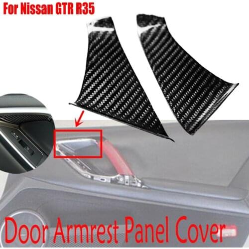 For Nissan GTR R35 2008-2016 Real Carbon Fiber Car Styling Door Armrest Panel Window Control Console Frame Cover Trim