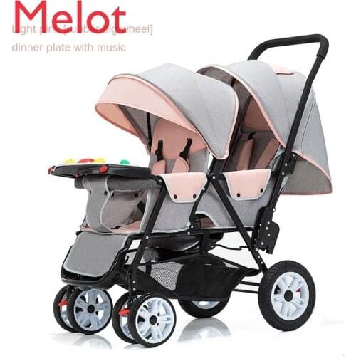 Twin Baby Stroller Front and Rear Seat Two-Child Double Folding Baby Carriage