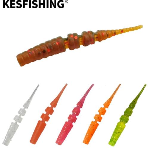 KESFISHING Worm Lures Fishing Bait Soft lure 20pcs Polaris 42mm Soft Baits Pesca Jerk Pesca Jig Trout Jig