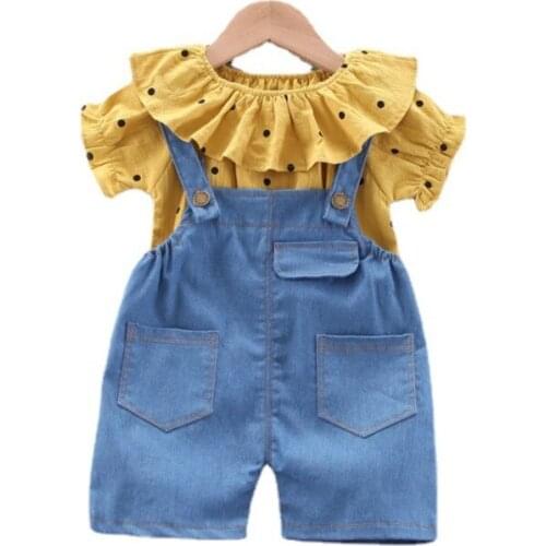 New Summer Baby Girls Clothes Suit Children Cute T-Shirt Strap Shorts 2Pcs/Sets Toddler Casual Clothing Infant Kids Tracksuits