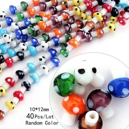 Hot Selling random Mixed Lampwork Glass Ladybug mushroom round ball Beads for choose to child DIY fashion jewelry crafts