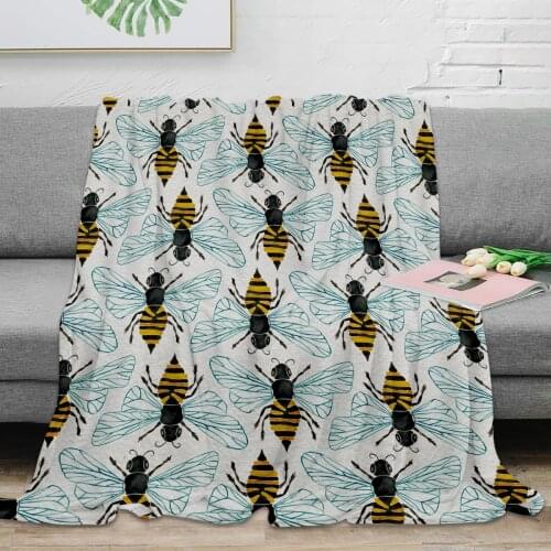 Honey Bee Throw Blanket Home Decoration Warm Microfiber Blankets Best Sale Flannel Blanket For Beds Home Decor Wholesale