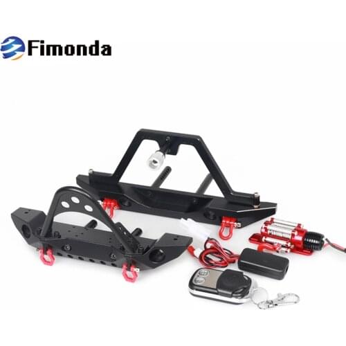 Metal Stinger Front Bumper Winch Rear Spare Tire Bracket with Light for 1/10 RC Crawler Car TRX4 Axial SCX10 90046 TF2 CC01 KM2