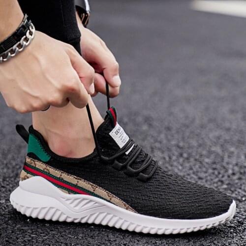 Men Breathable Sports Shoes Male Vulcanize Mesh Slip- Flat-Soled Walking Running Sneakers Casual Lace-up Shoes Mens Shoes