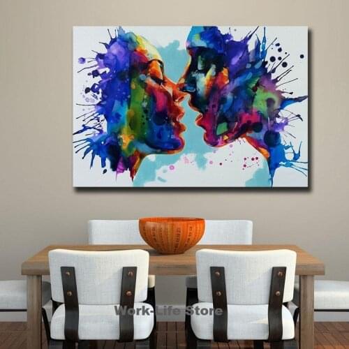 Wall Art Pictures For Living Room Home Decor Abstract Kiss Couple Urban Pop Art Canvas Oil Painting Poster No Frame