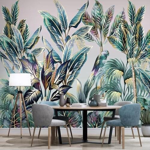 Custom Mural Wallpaper For Bedroom Walls 3D Hand Painted Coconut Tree Banana Leaf Bird Photo Wall Papers Home Decor Living Room