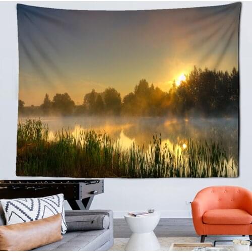 Classical Tree Snow Setting Sun Landscape Wall Tapestry Art Decoration Picture Hanging Cloth In Bedroom Living Room WallCovering