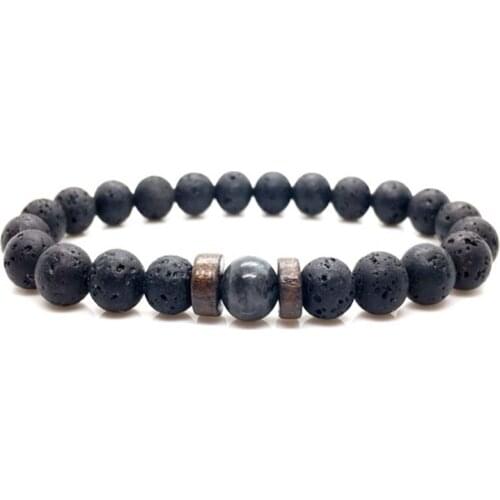 Charm 8mm Natural Volcanic lava stone Black Beads Bracelet Distance Bracelets for Women&Men trendy Handmade Jewelry Pulseras
