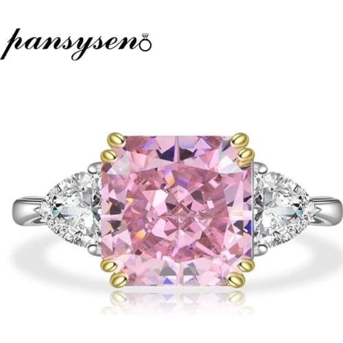 PANSYSEN 100% Solid Silver 925 Jewelry Created Moissanite Sapphire Gemstone Rings Wedding Engagement Fine Jewelry Wholesale Gift