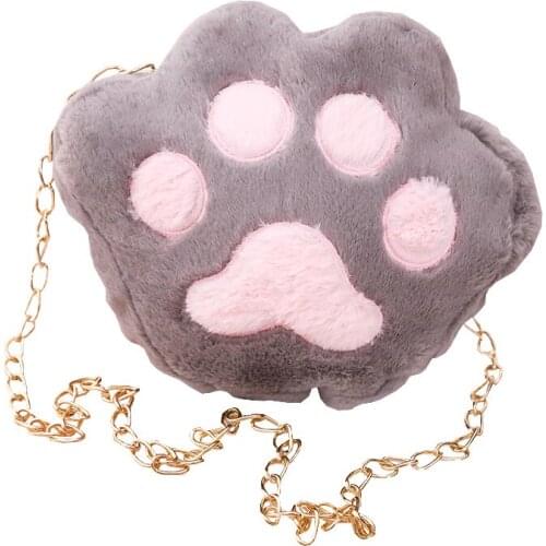 Plush Bags for Women 2019 Cat Claws Kawaii Adult Beauty Baby Plush Bag for Women Shoulder Bag for Girl