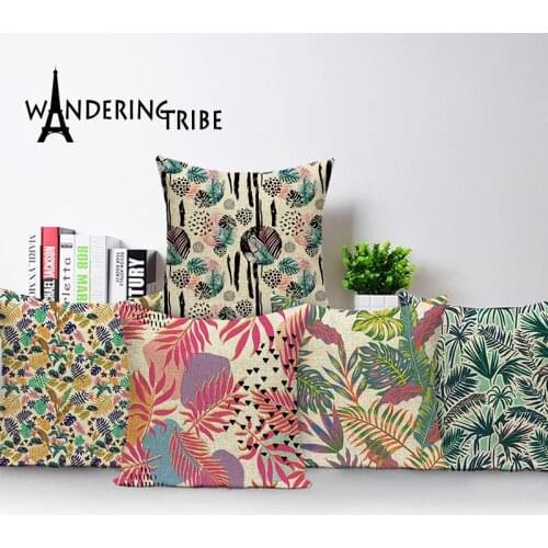 Plant Farmhouse Decor Throw Pillow Covers Leaves Flower Cushion Cover 45 \X2A 45 Green Decorative Pillows ForSofa Custom Cushion