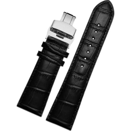 Genuine Leather Watchband 22 23 24 26 28mm Watch Starps With Butterfly Buckle Mens Cow Leather Bracelet General Alligator Grain