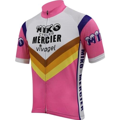 Retro pink cycling jersey short sleeve summer bike wear jersey road jersey bike top cycling clothing Quick Dry customized